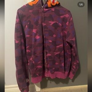 Purple lion bape zip up